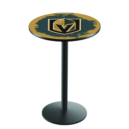 Holland Bar Stool Co 36" Blk Wrinkle Vegas Golden Knights Pub Table L214B3628LVGdKn